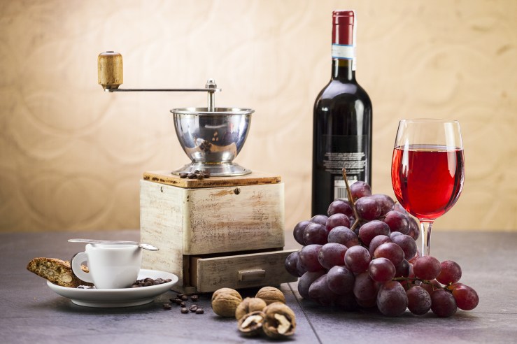 Coffee Grinder, Coffee And Sweet Italian Cookie Cantuccini, Grap